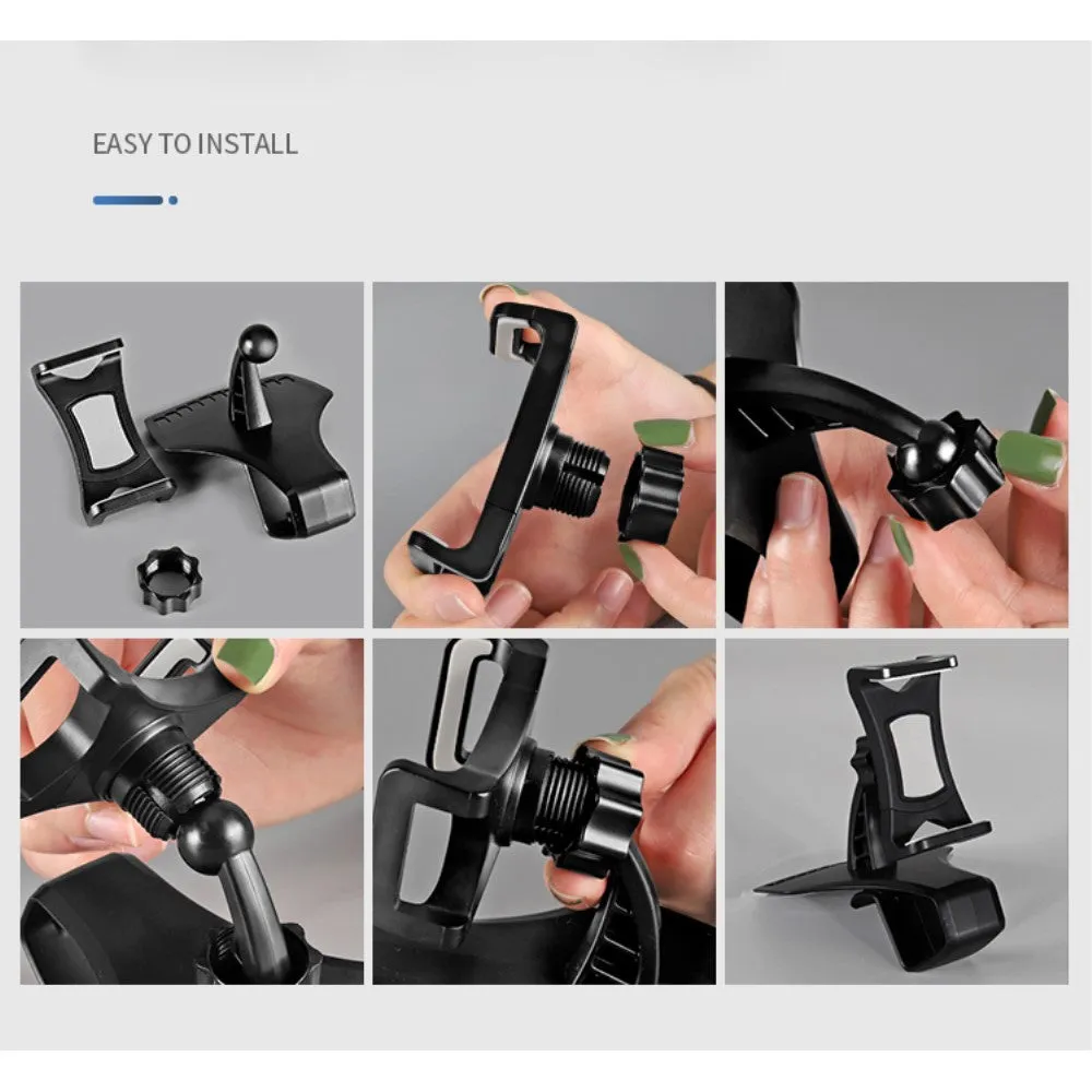 3 in 1 Car GPS Smartphone Holder: Dashboard / Visor Clamp   AC Grid Clip for Coolpad 5219, Blazers 4 - Black