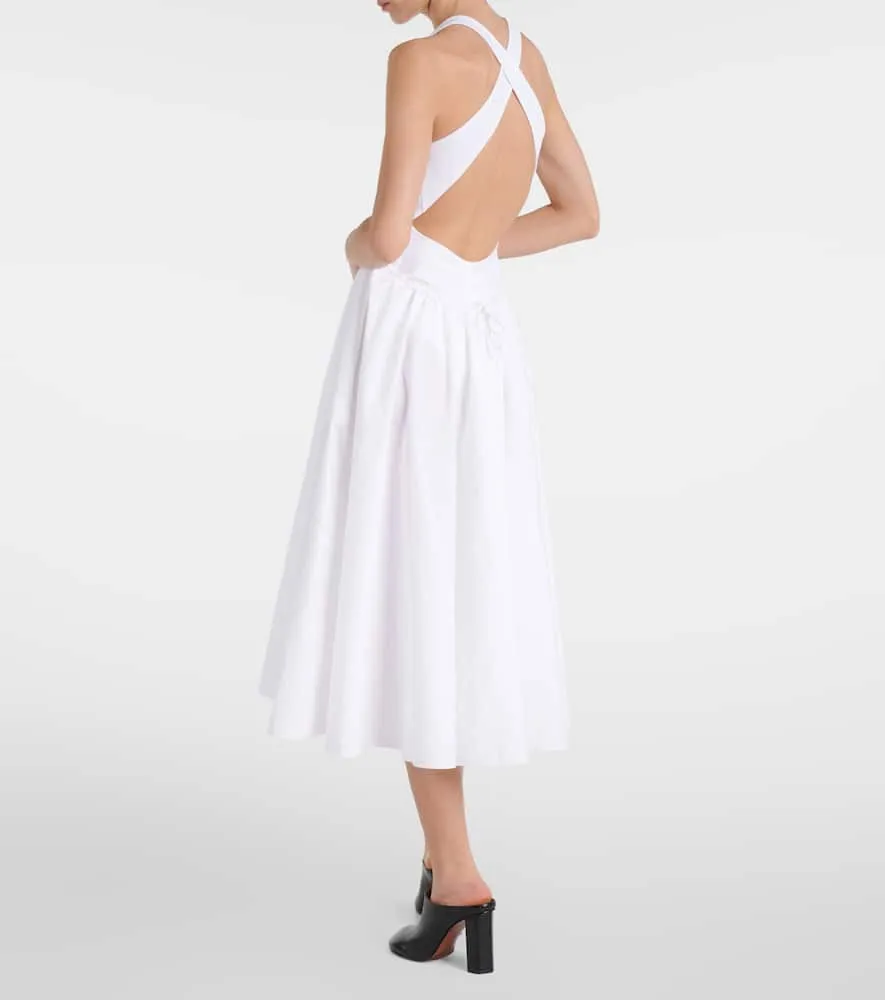 Alaia Open-back cotton poplin midi dress