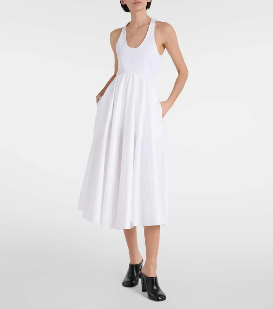 Alaia Open-back cotton poplin midi dress