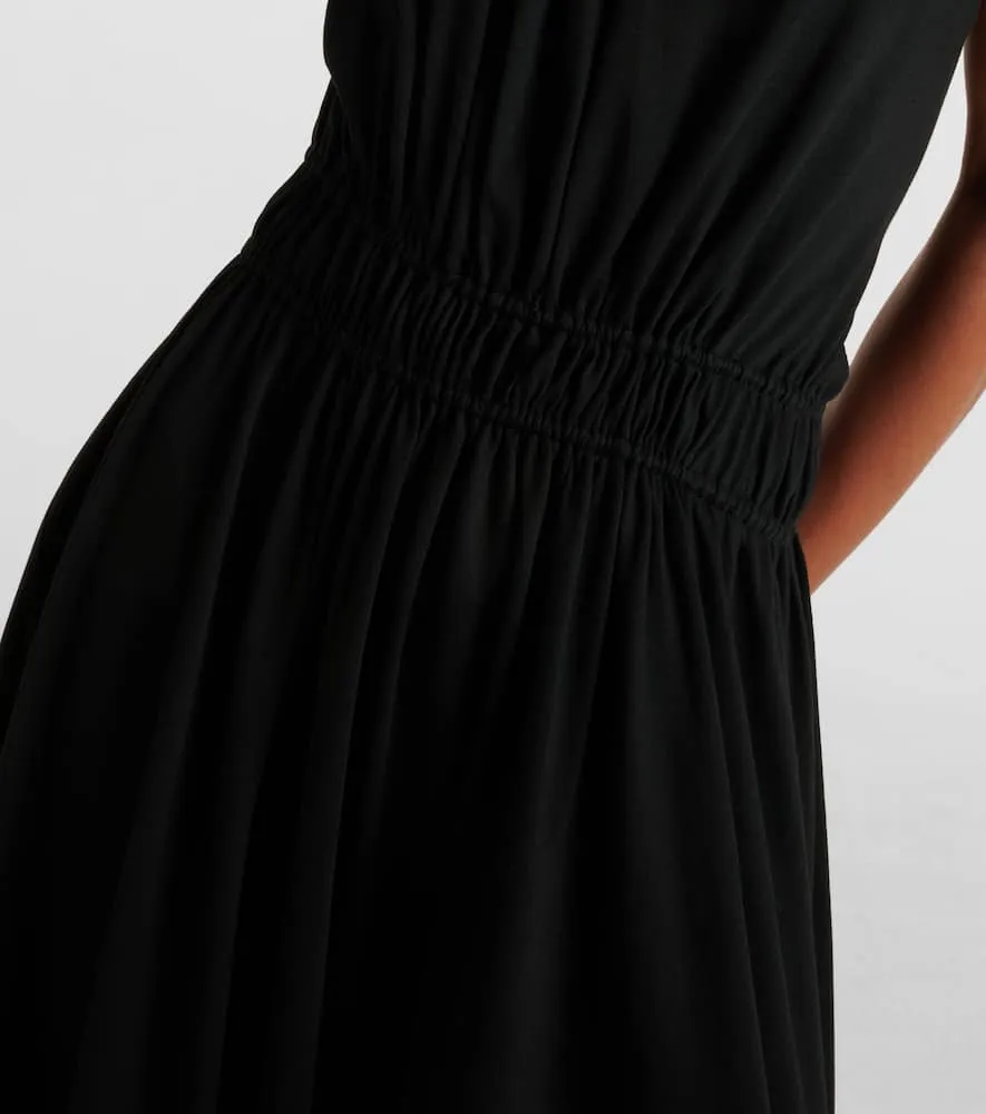 Alexander McQueen Gathered asymmetric cotton jersey midi dress