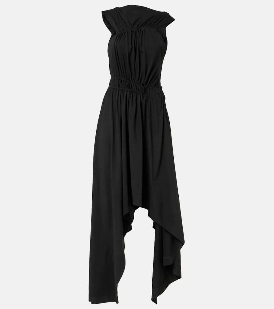 Alexander McQueen Gathered asymmetric cotton jersey midi dress