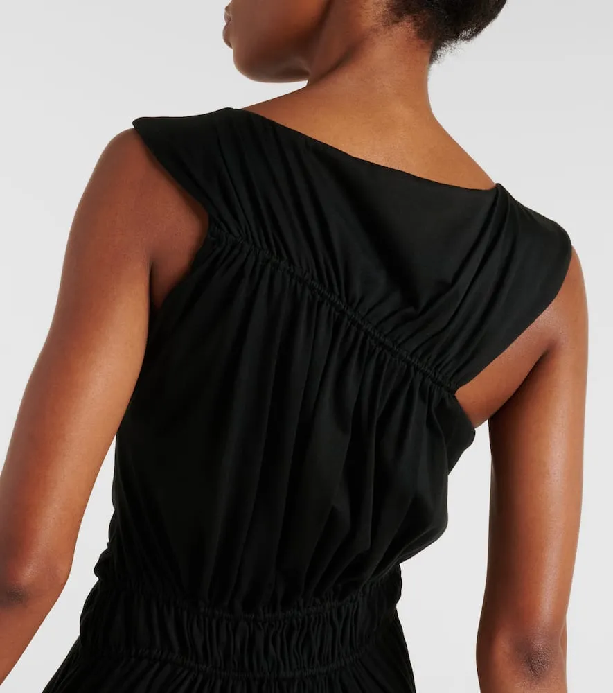 Alexander McQueen Gathered asymmetric cotton jersey midi dress