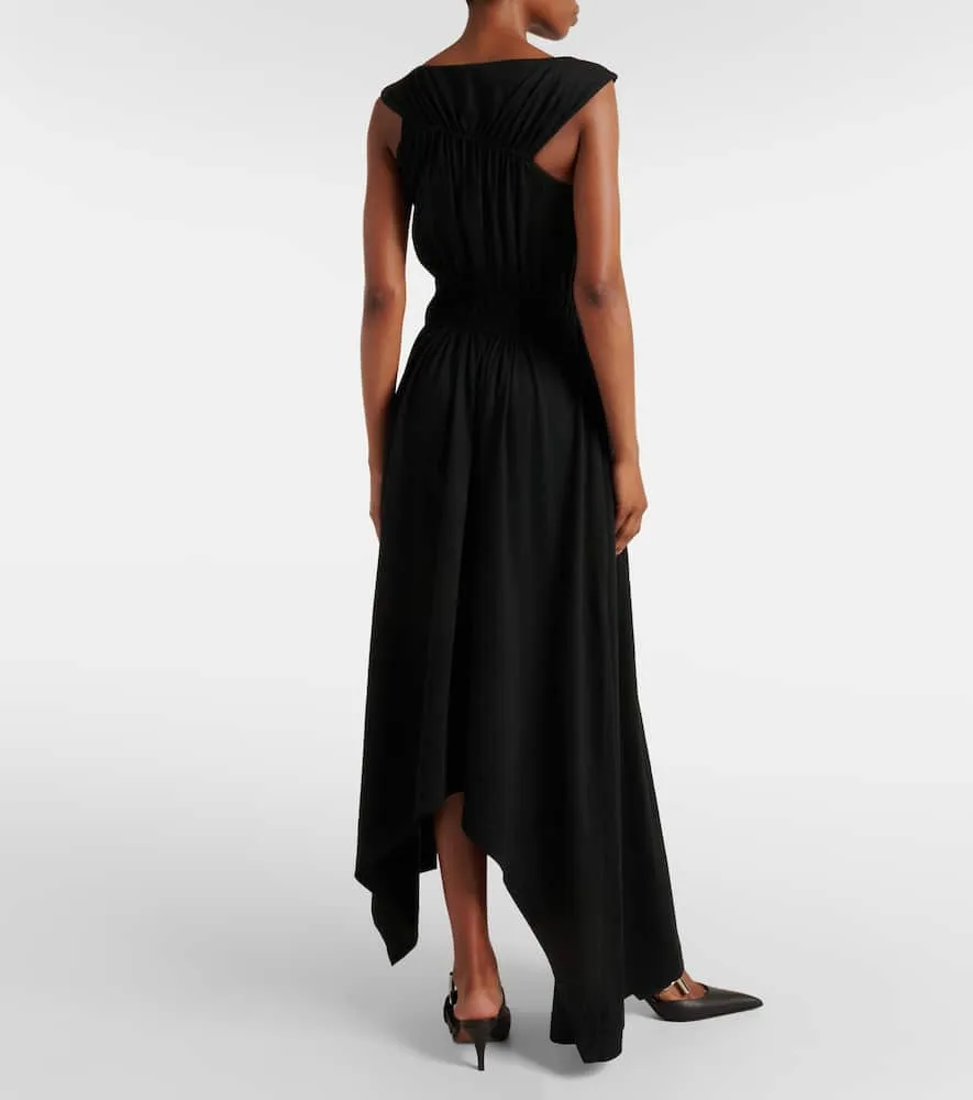 Alexander McQueen Gathered asymmetric cotton jersey midi dress