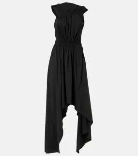 Alexander McQueen Gathered asymmetric cotton jersey midi dress