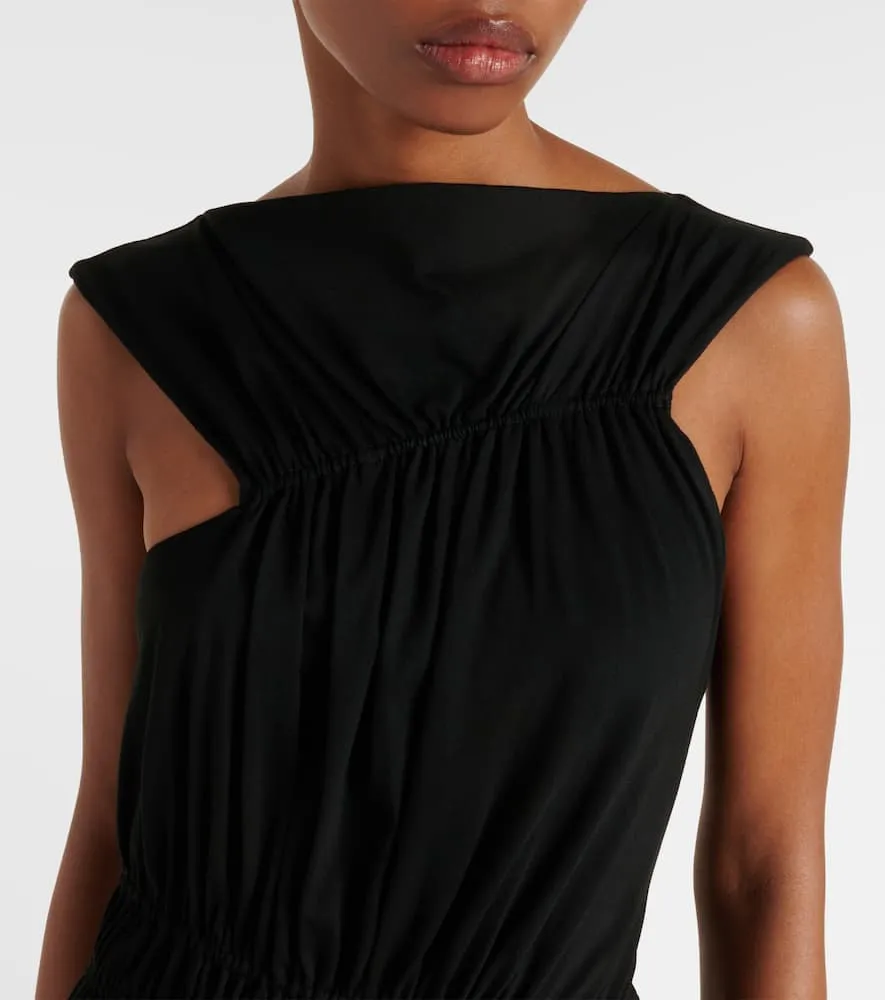 Alexander McQueen Gathered asymmetric cotton jersey midi dress