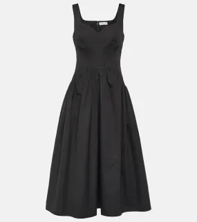 Alexander McQueen Sweetheart-neck cotton midi dress