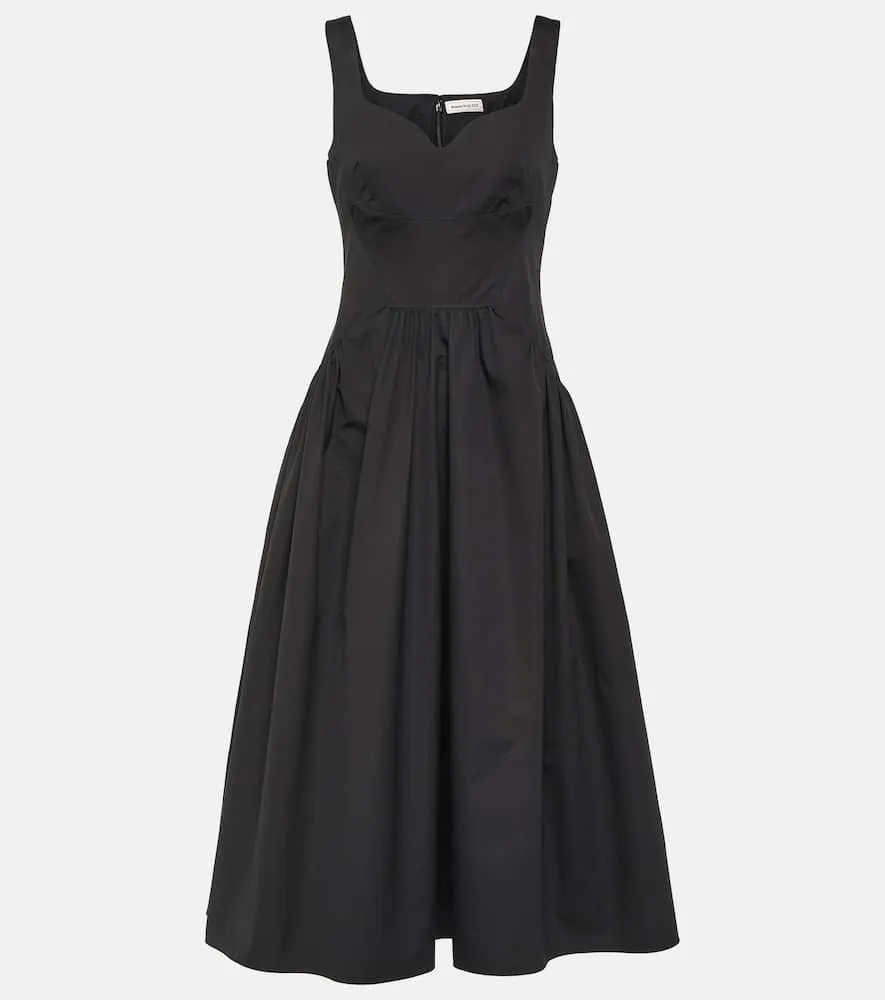 Alexander McQueen Sweetheart-neck cotton midi dress