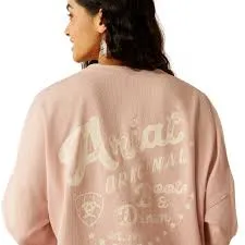 ARIAT WOMENS CANVAS OVERSIZED LS TSHIRT