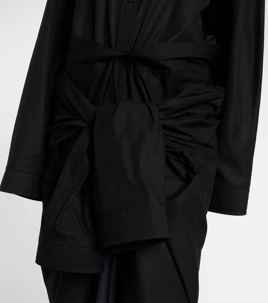 Balenciaga Gathered tie-front cotton shirt dress