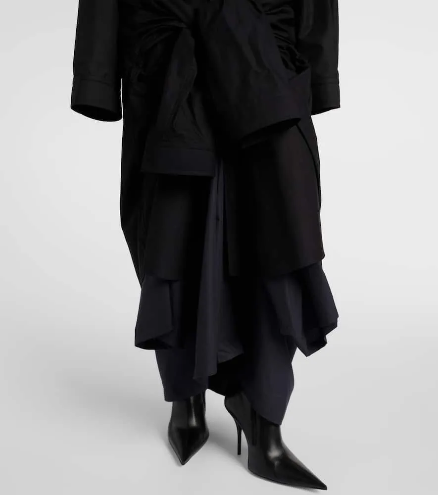 Balenciaga Gathered tie-front cotton shirt dress