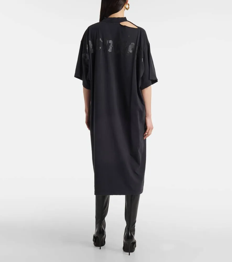 Balenciaga Logo cotton jersey midi dress
