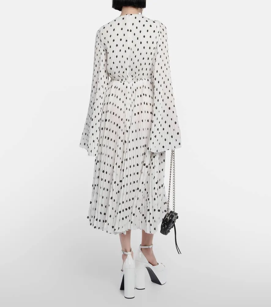 Balenciaga Polka-dot pleated crêpe midi dress