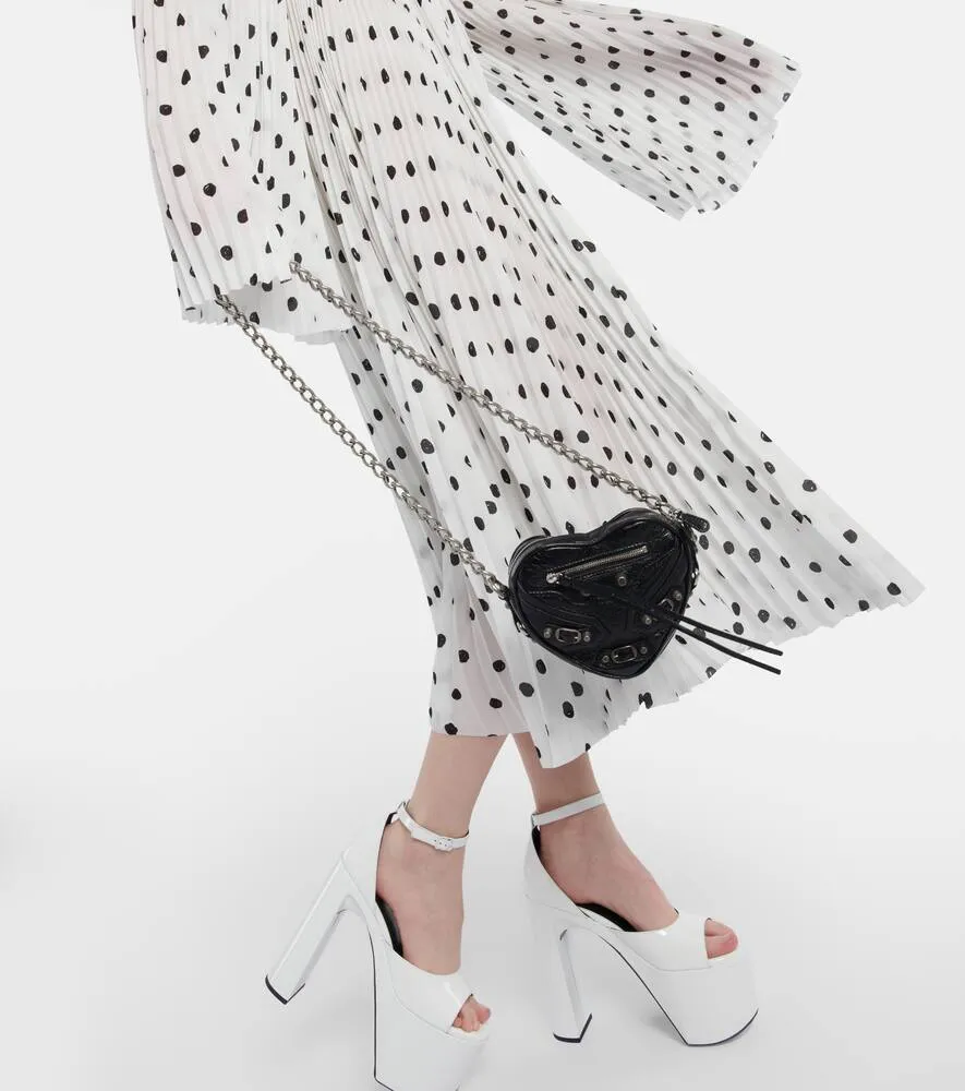 Balenciaga Polka-dot pleated crêpe midi dress