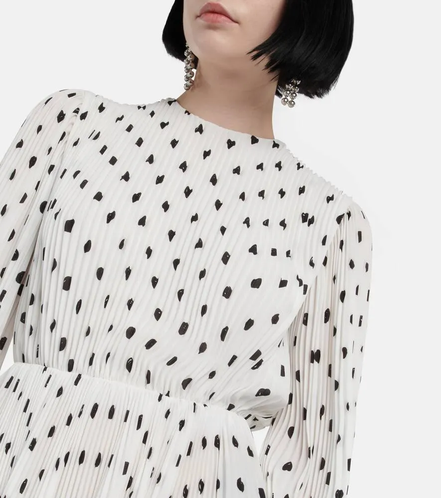 Balenciaga Polka-dot pleated crêpe midi dress