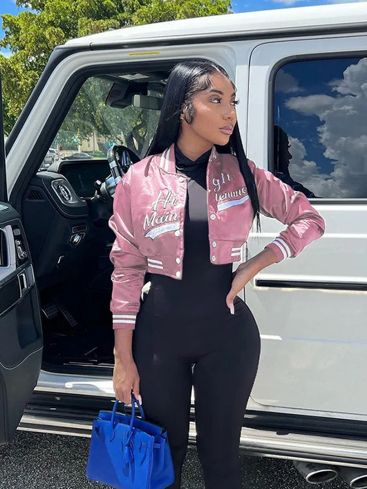 Baseball  Cropped Bomber Wear Oversize Letterman Jackets