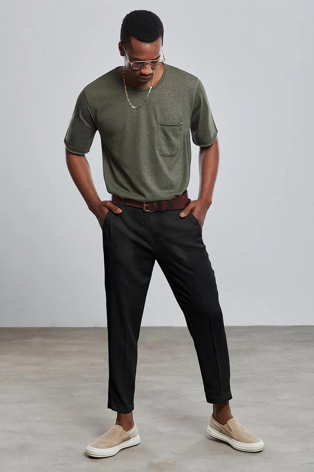 Black Carrot Fit Chino % 100 Linen Pant