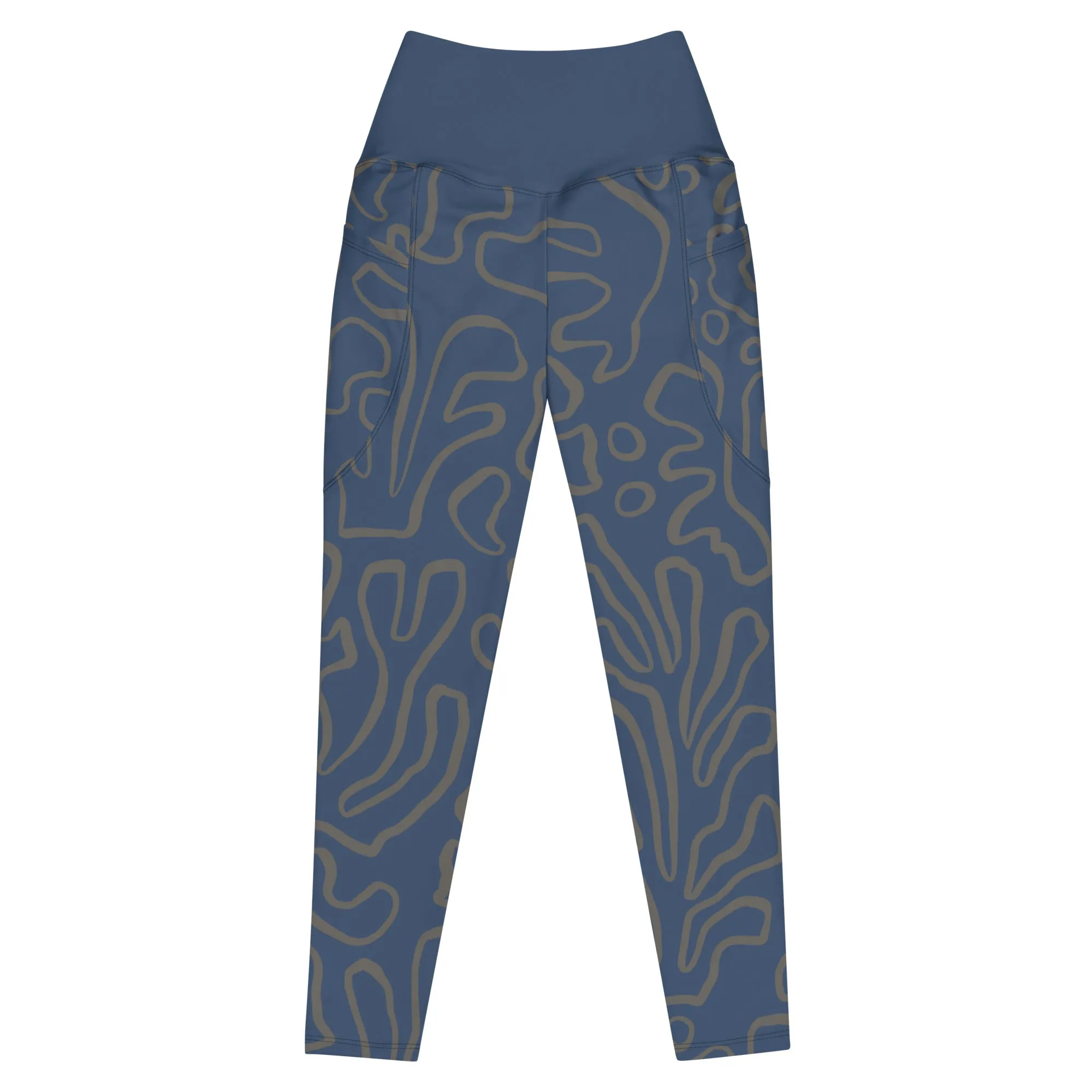 Bottom Time Eco-Friendly Dive Leggings, scuba pants with pockets, coral, blue, sets