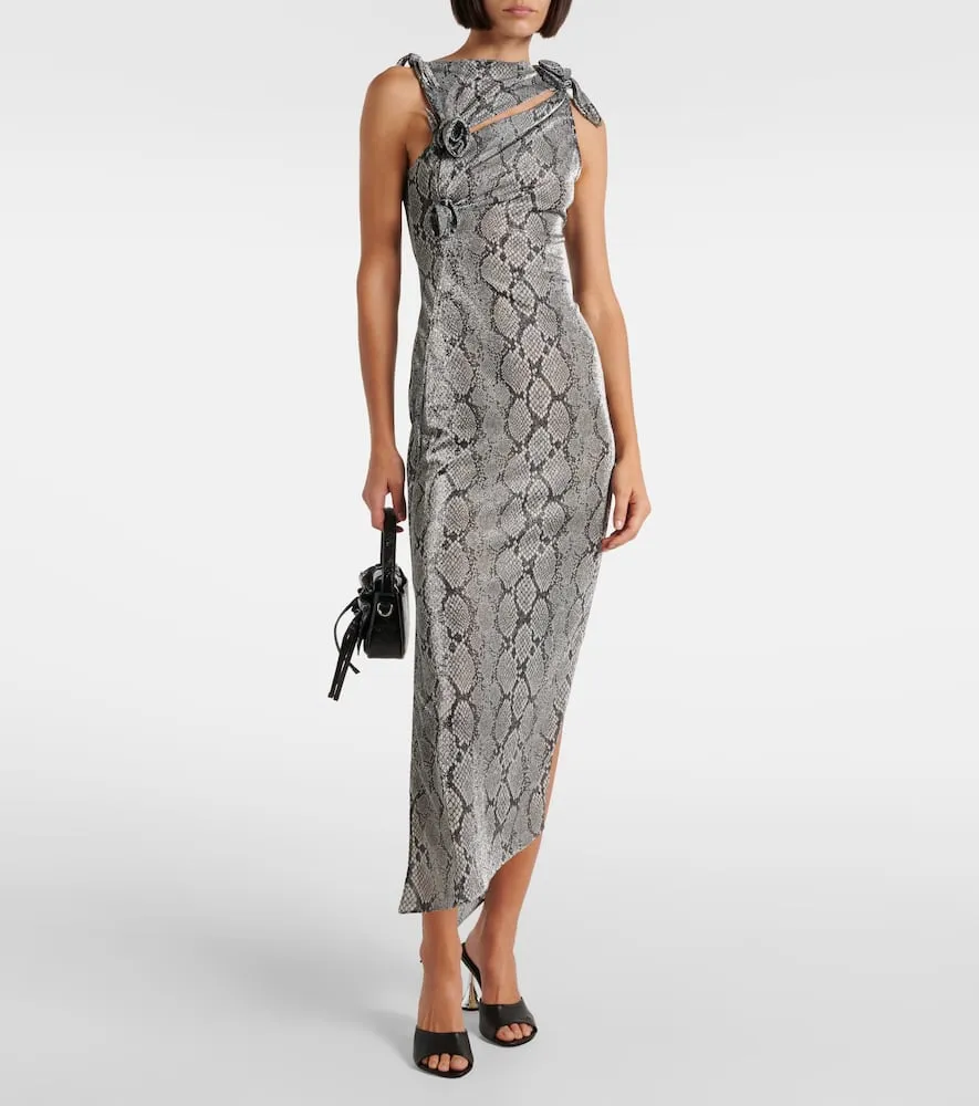 Coperni Snake-effect asymmetric maxi dress