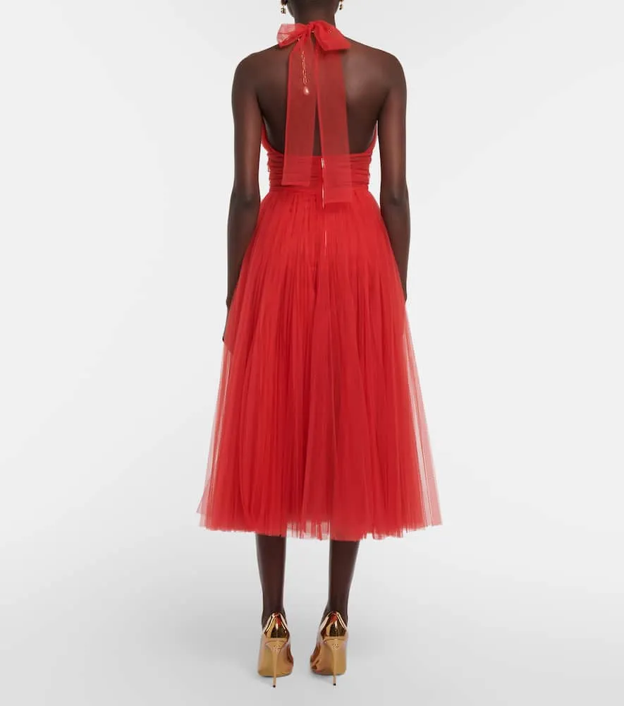 Dolce&Gabbana Halter-neck tulle midi dress