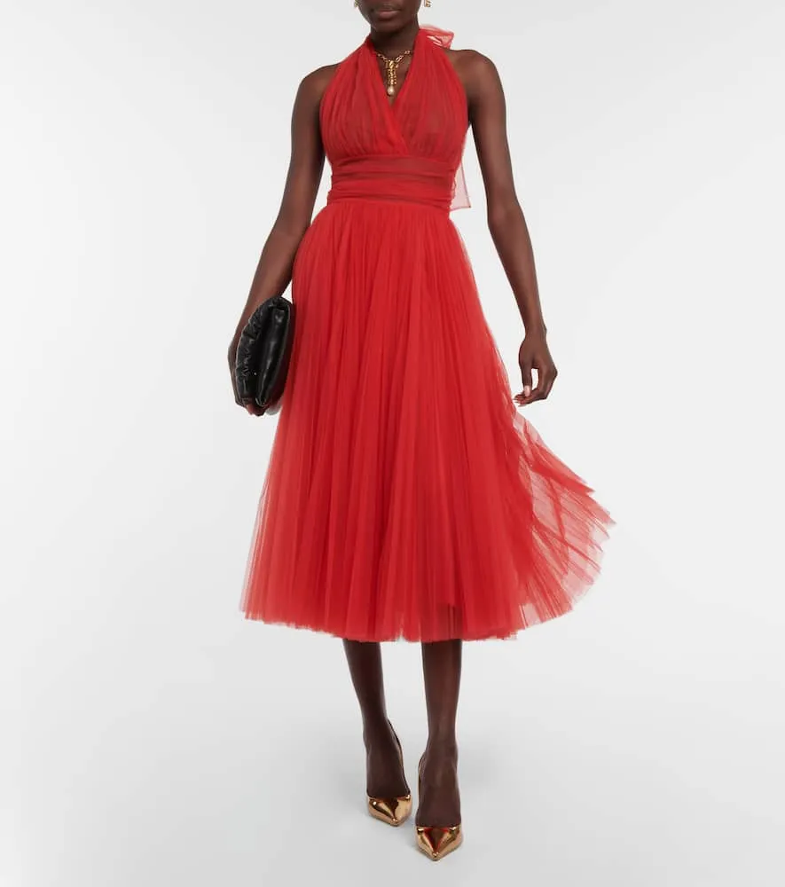 Dolce&Gabbana Halter-neck tulle midi dress