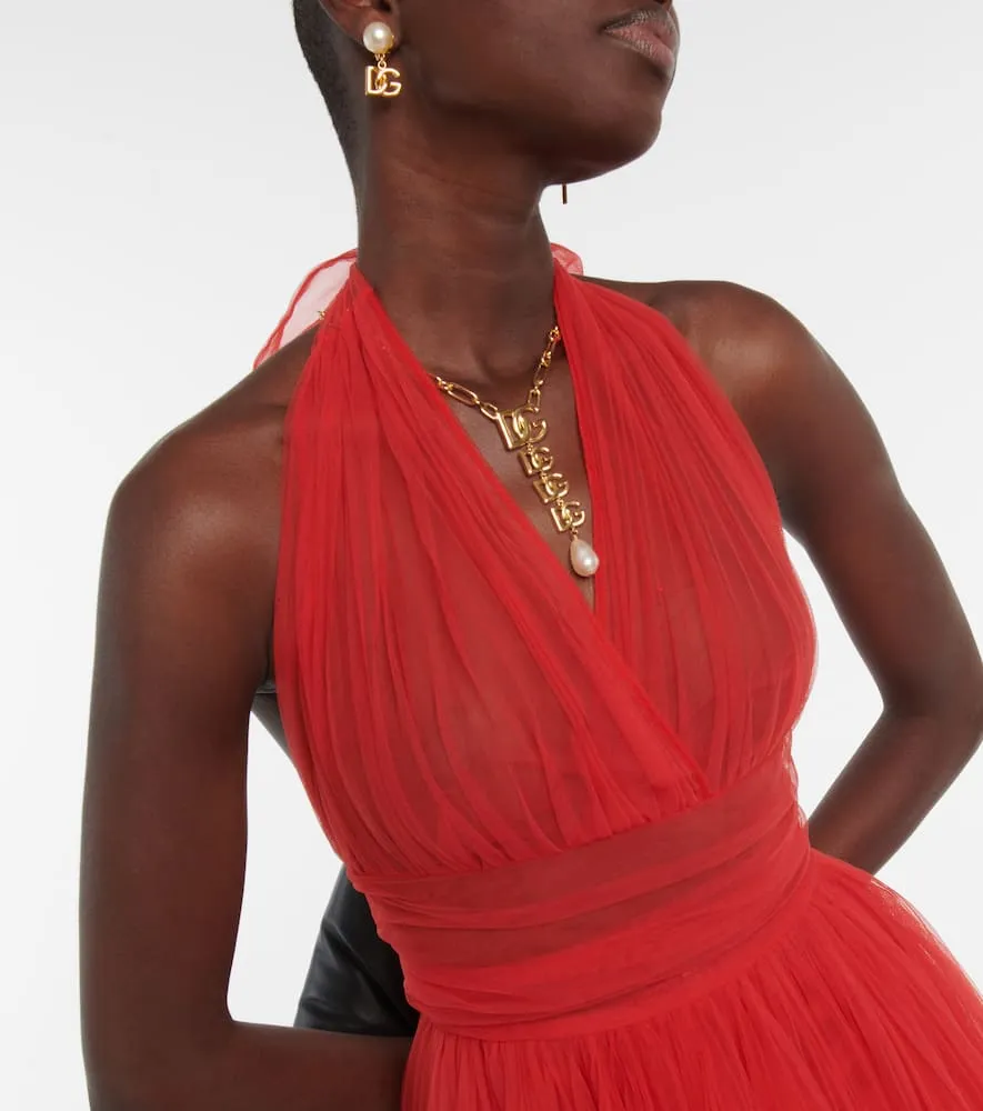 Dolce&Gabbana Halter-neck tulle midi dress