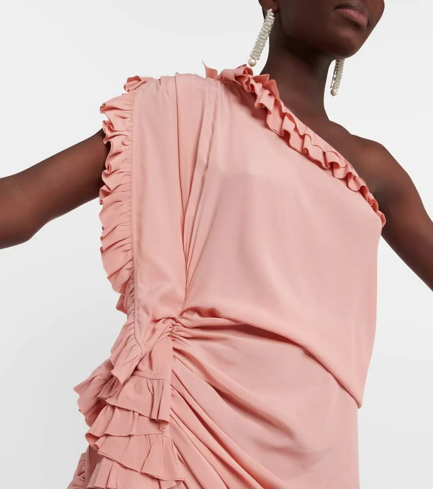 Dries Van Noten Ruffled one-shoulder crêpe midi dress