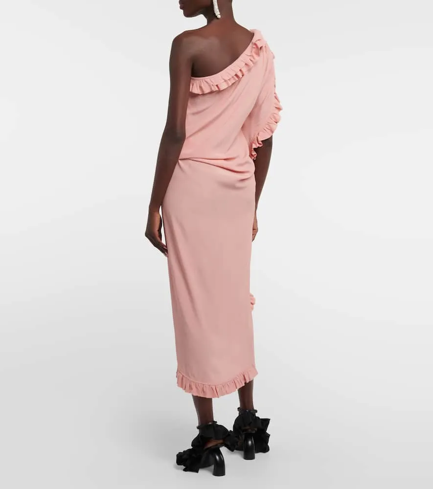 Dries Van Noten Ruffled one-shoulder crêpe midi dress