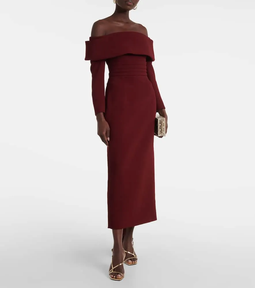Emilia Wickstead Derika off-shoulder cr√É¬™pe midi dress
