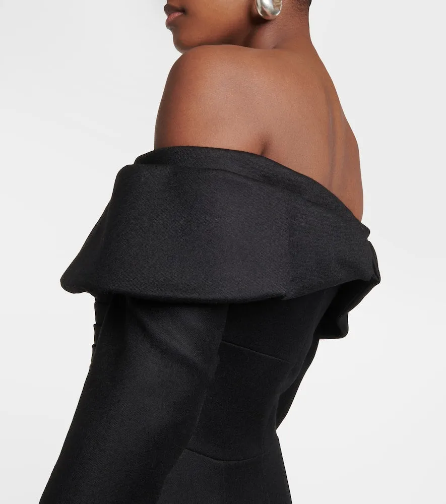 Emilia Wickstead Derika off-shoulder wool midi dress