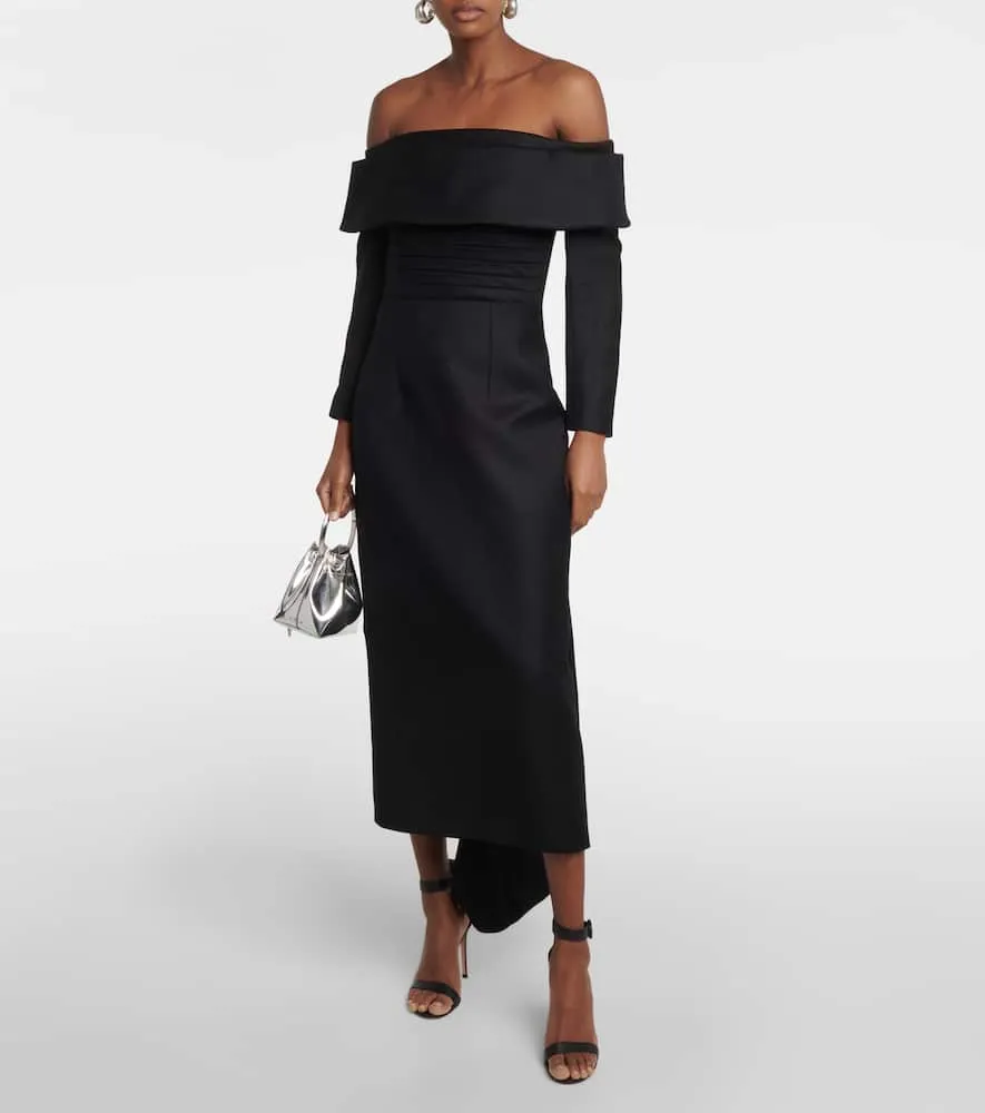 Emilia Wickstead Derika off-shoulder wool midi dress