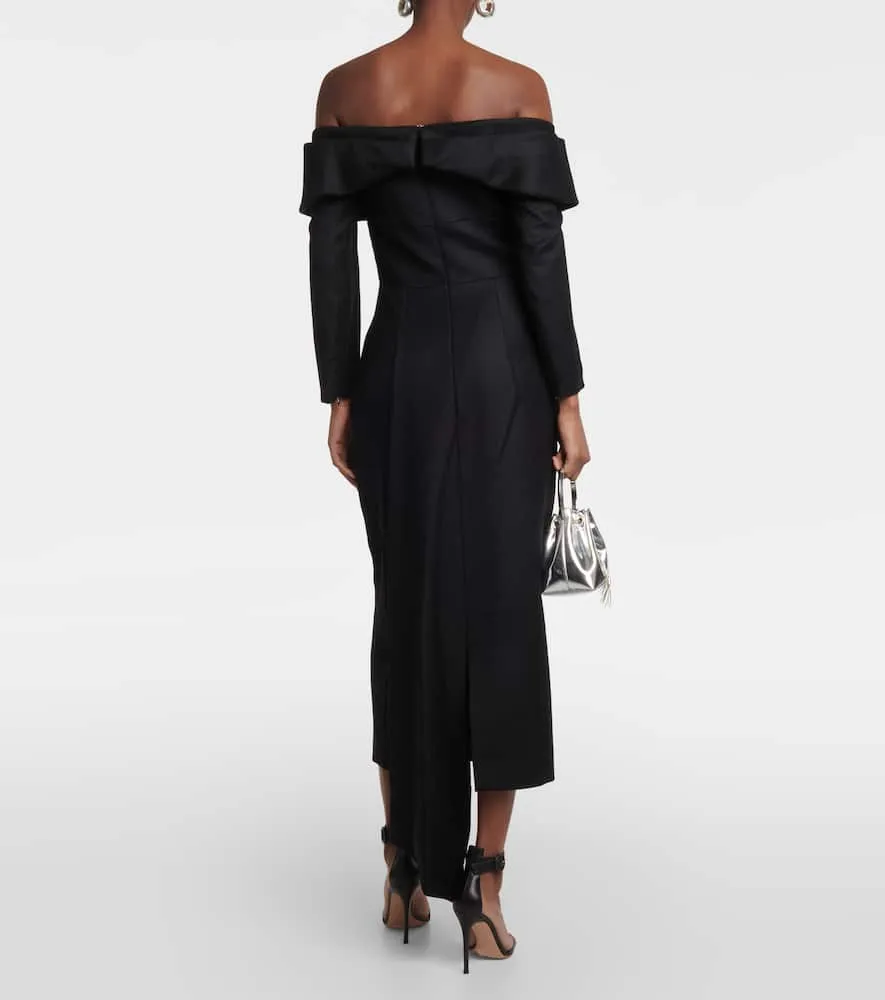 Emilia Wickstead Derika off-shoulder wool midi dress