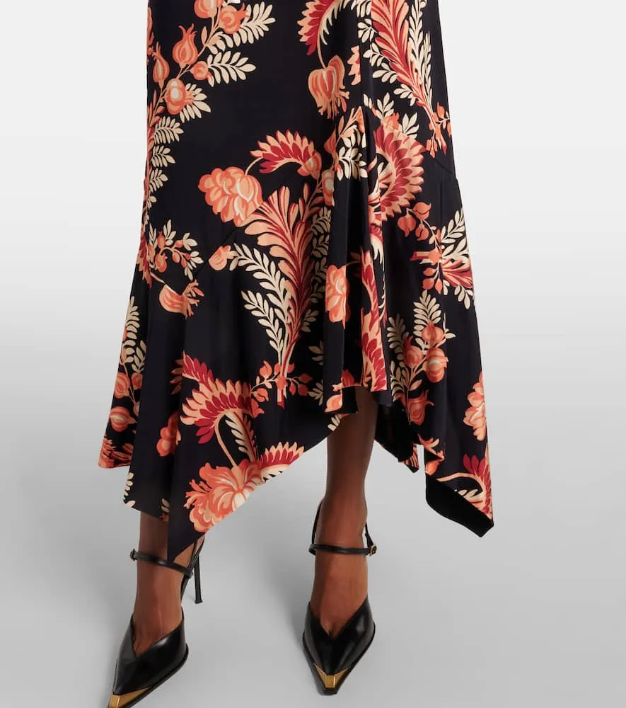 Etro Floral asymmetric jersey midi dress