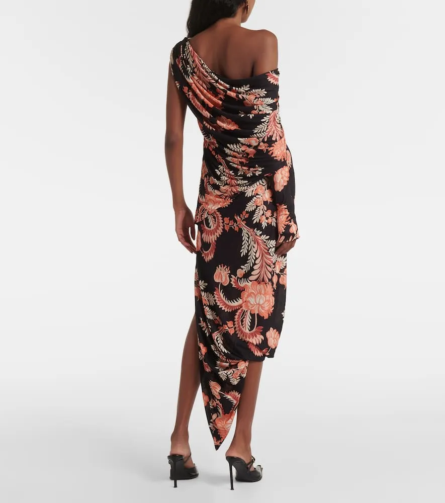 Etro Floral draped asymmetric midi dress