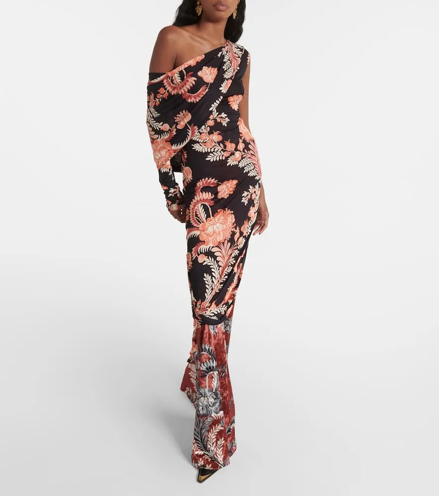 Etro Floral draped asymmetric midi dress