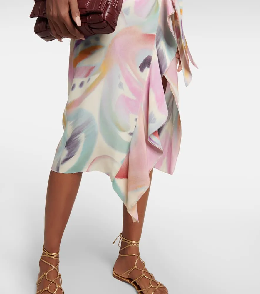 Etro Printed asymmetric wrap midi dress