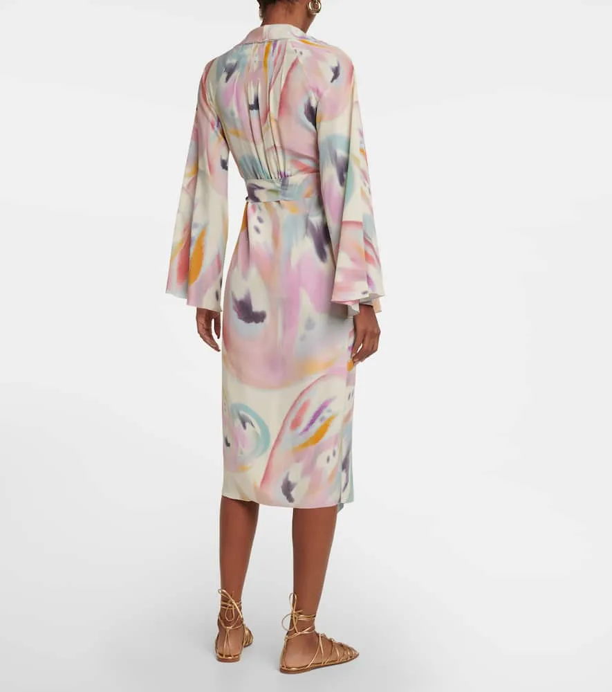 Etro Printed asymmetric wrap midi dress