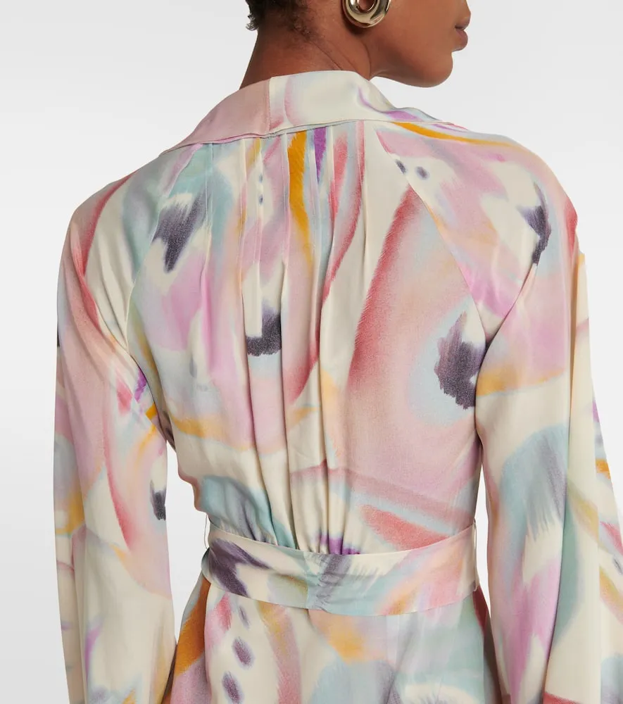 Etro Printed asymmetric wrap midi dress