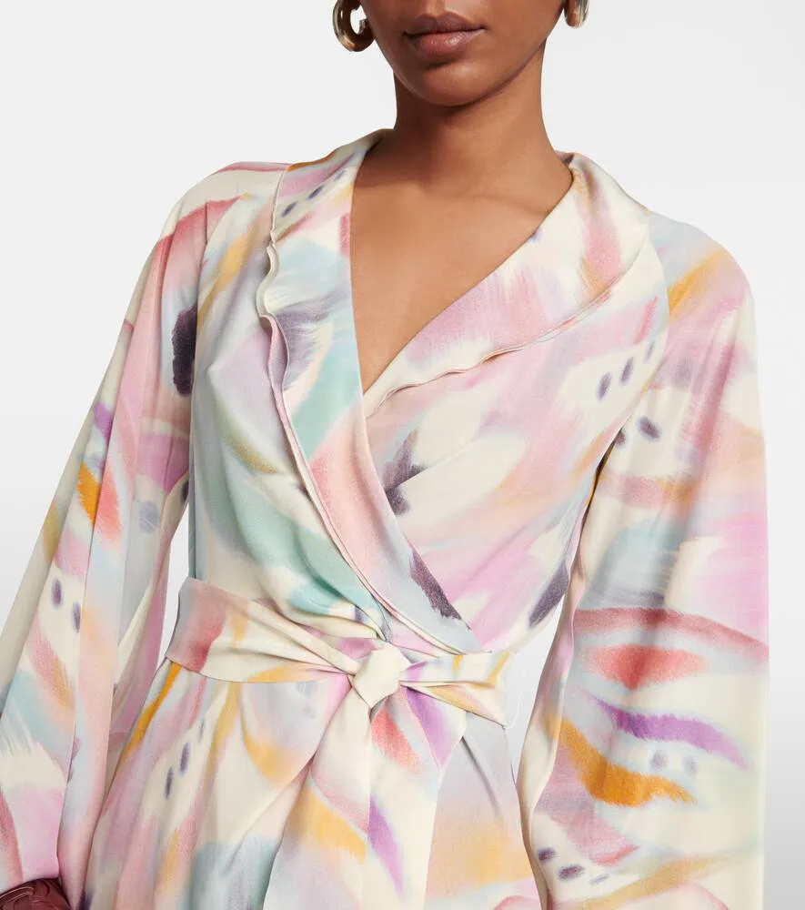 Etro Printed asymmetric wrap midi dress