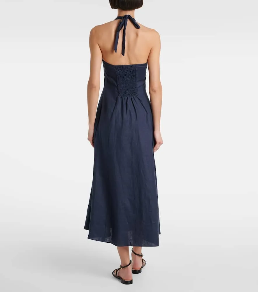 Faithfull Marais halterneck linen midi dress