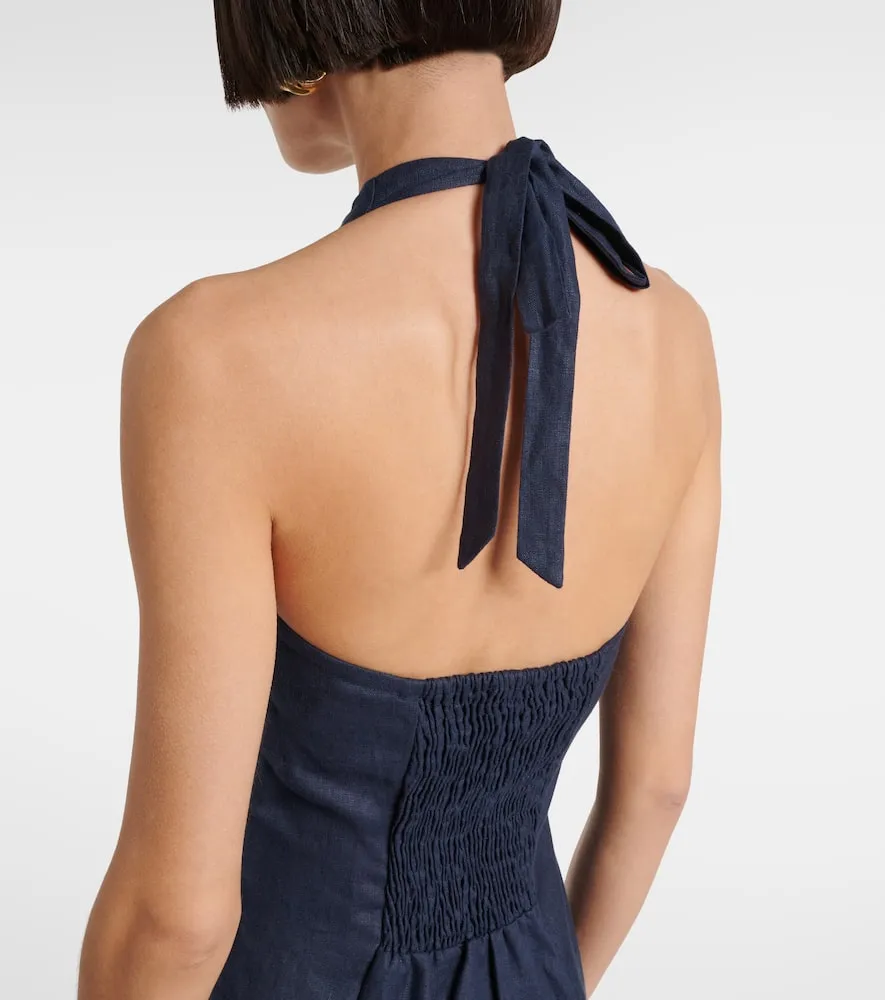 Faithfull Marais halterneck linen midi dress