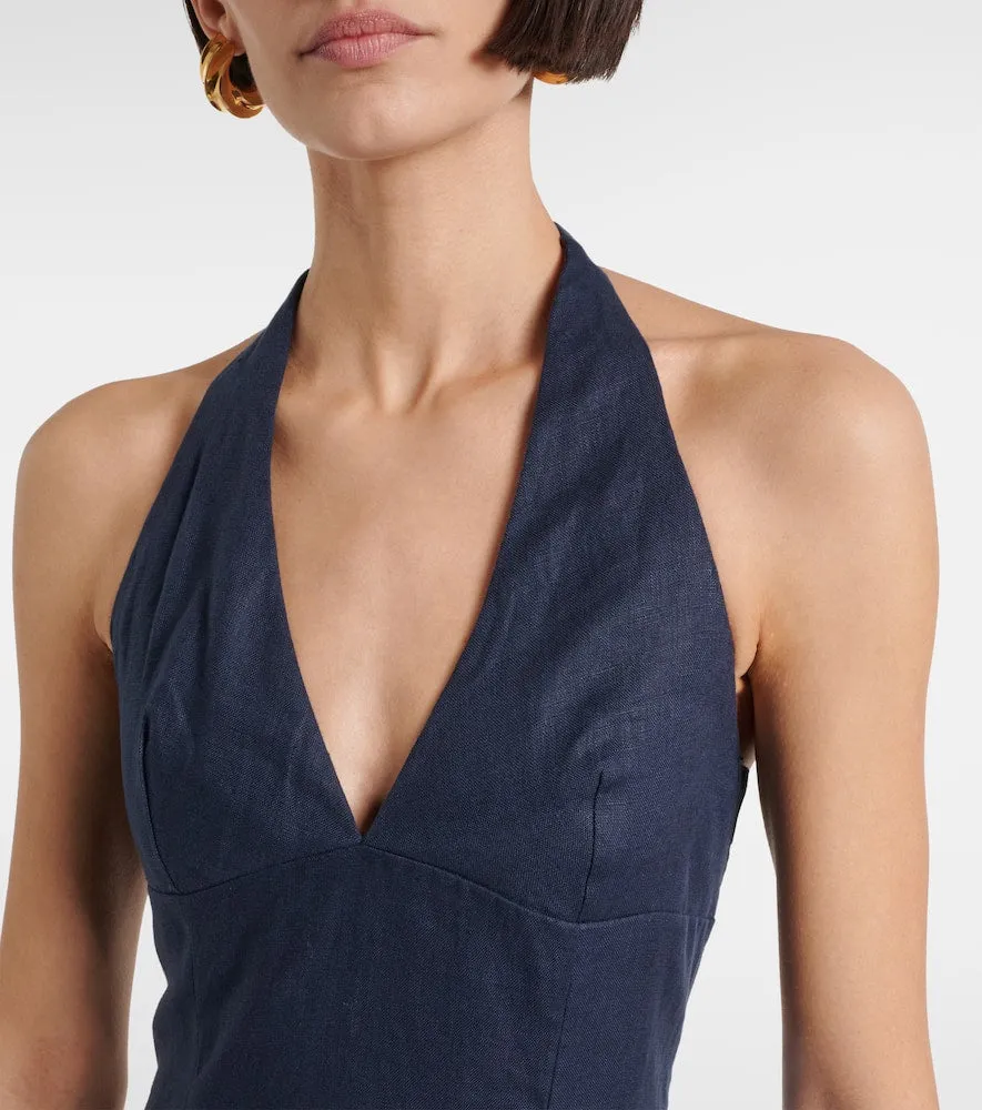 Faithfull Marais halterneck linen midi dress