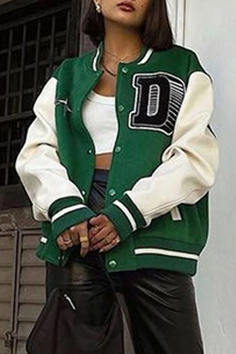 Fashion Casual Print Split Joint Outerwear