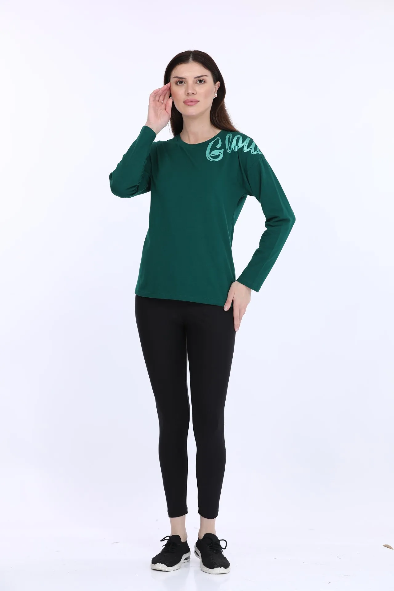 Green Cotton Stretch Full Sleeve T-Shirt