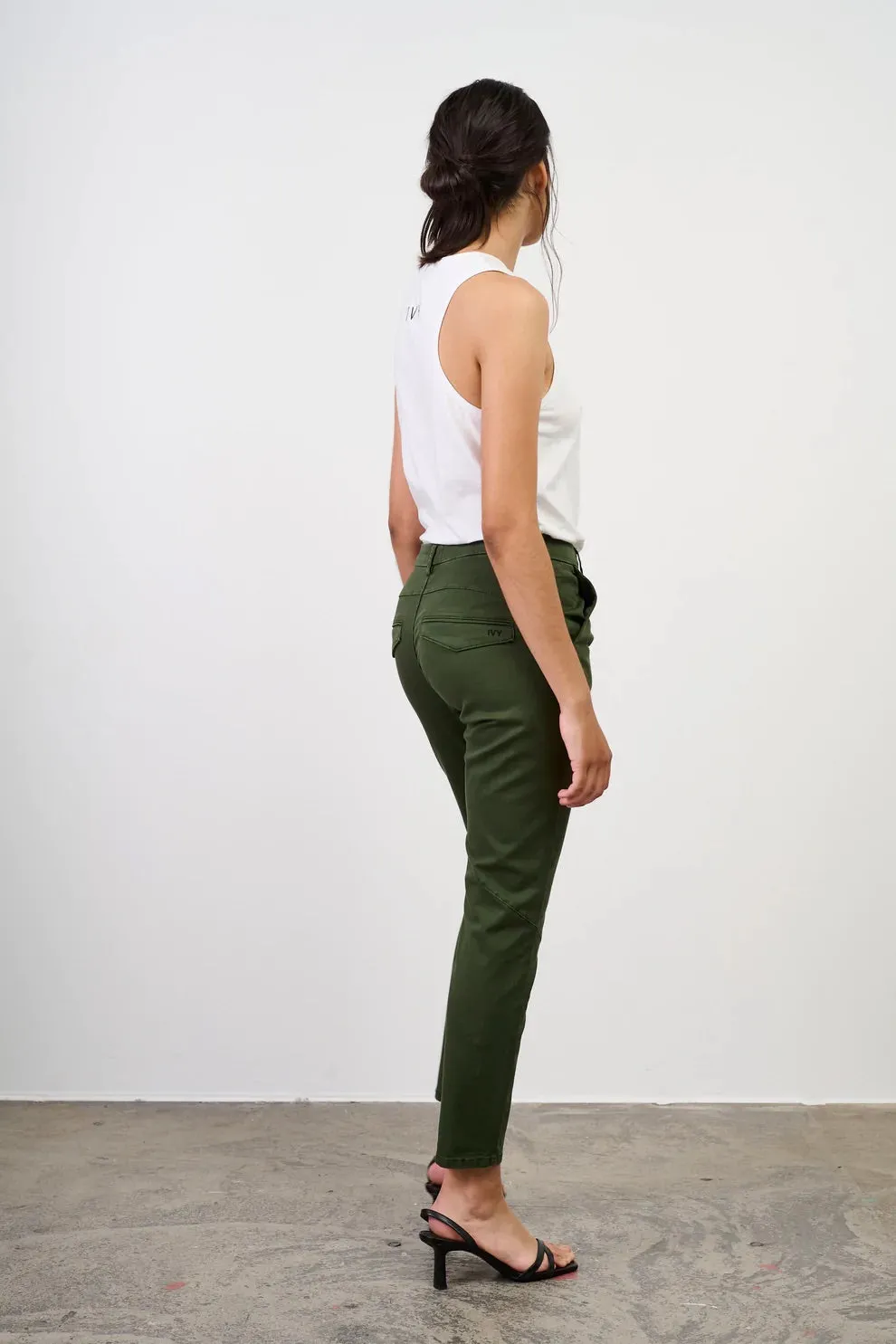 Ivy Copenhagen Karmey Chino Trousers Dark Deep Army