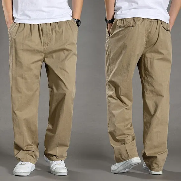 Men Solid Pants with Many Pockets Tactical Cargo Pants Dark Grey Combat Pants Straight Trousers Summer