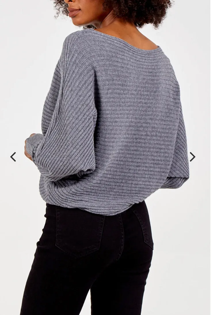 Ribbed Batwing Jumper