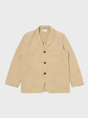 Universal Works Five Pocket Jacket in Sand Seersucker ii